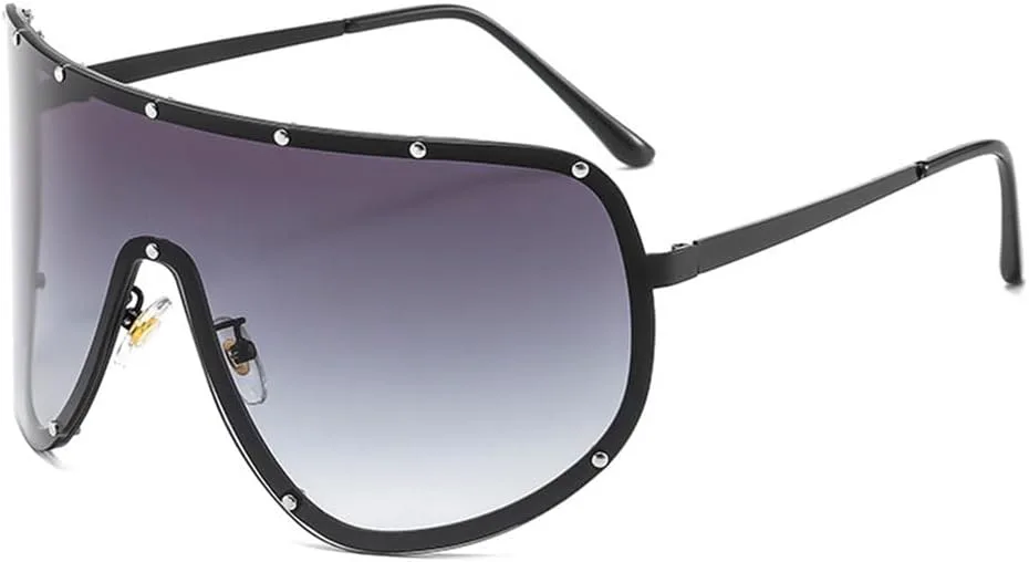 

Большие солнцезащитные очки без оправы для женщин и мужчин, с цельной линзой и козырьком, большие солнцезащитные очки с защитой от УФ-излучения UV400 HCPIHF, 1