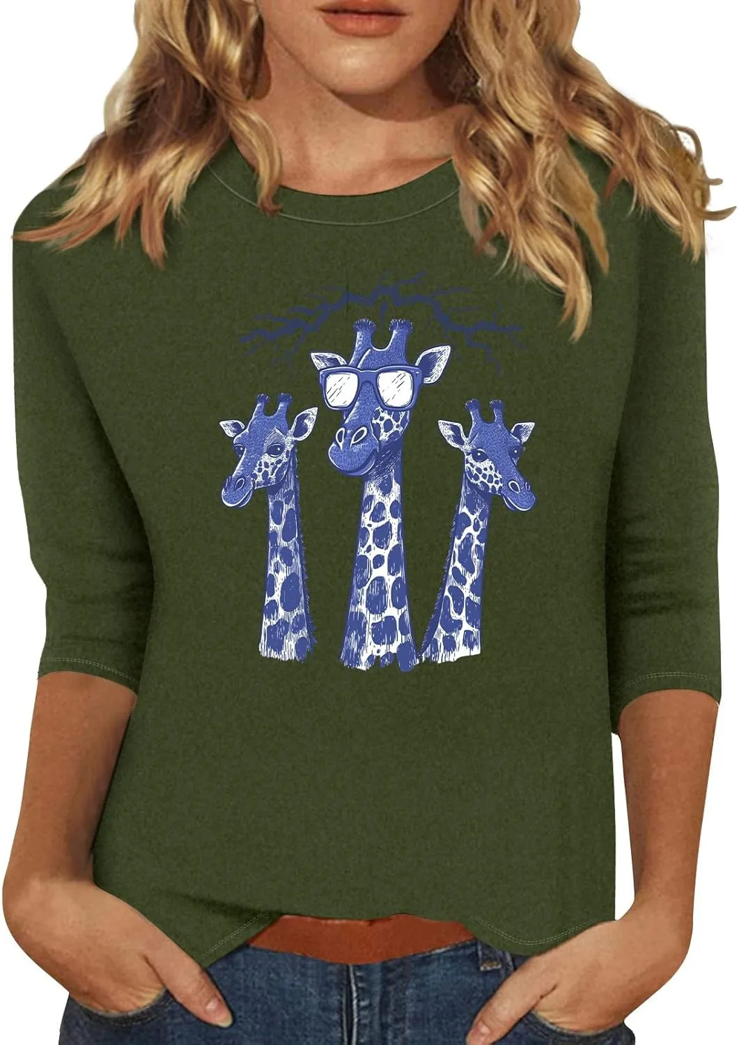 

Летний топ для женщин с 3/4 рукавом и принтом FQZWONG