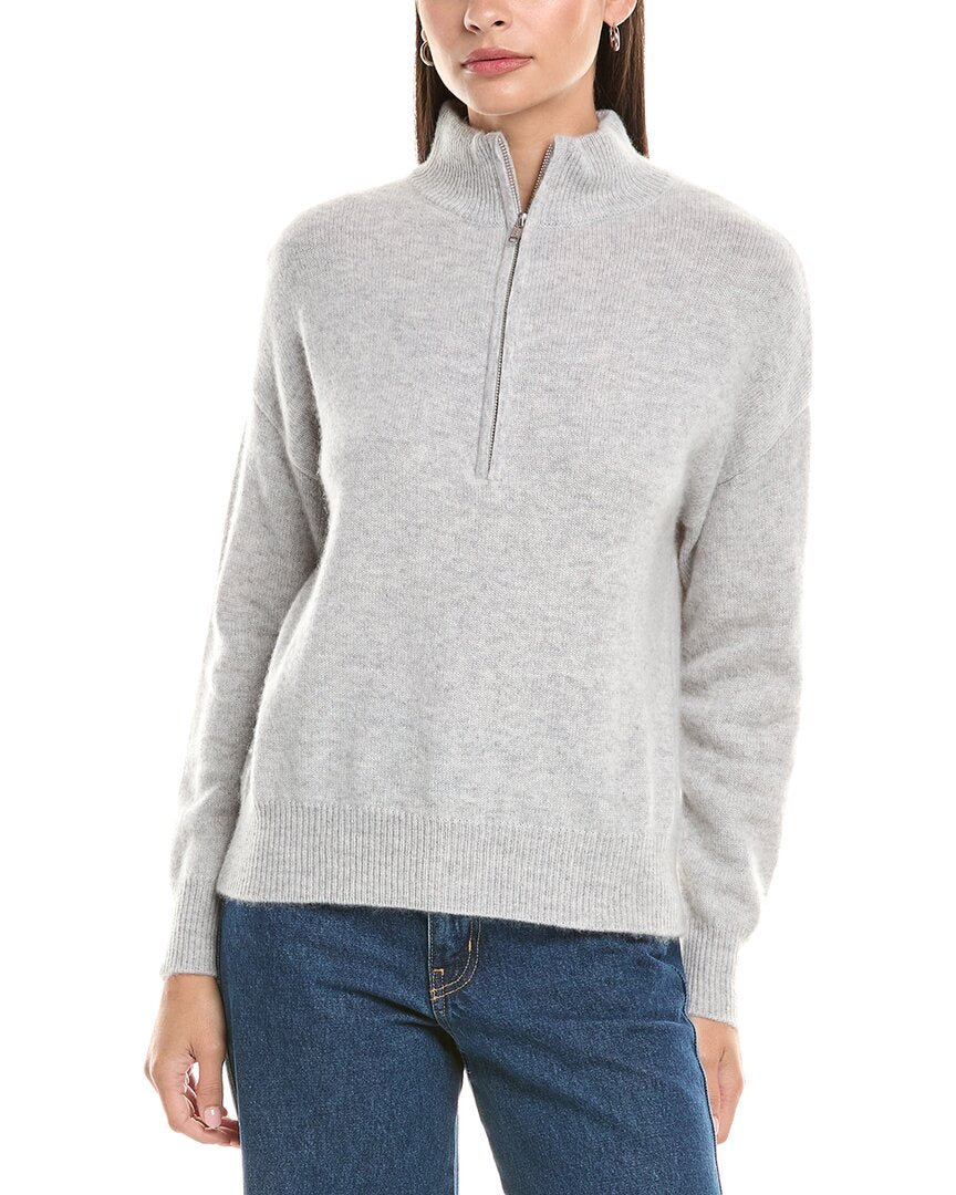 

Кашемировый пуловер с молнией на четверть THE CASHMERE PROJECT, серый