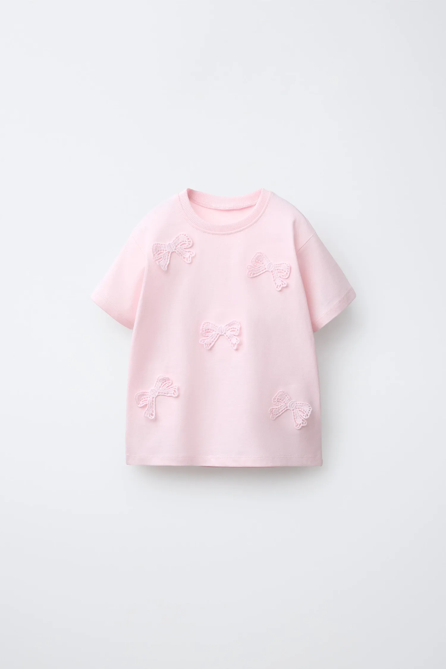 Футболка с вязаным бантом Zara, розовый