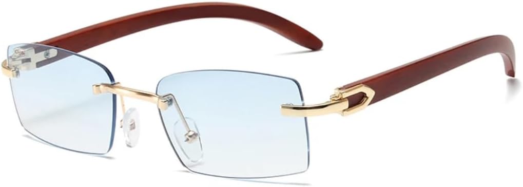 

Солнцезащитные очки с защитой UV400 | Без оправы, металлический панк, заклепки, цветные линзы | Для женщин и мужчин, для занятий спортом на открытом воздухе и вождения DSVIGF, Gold-lightblue