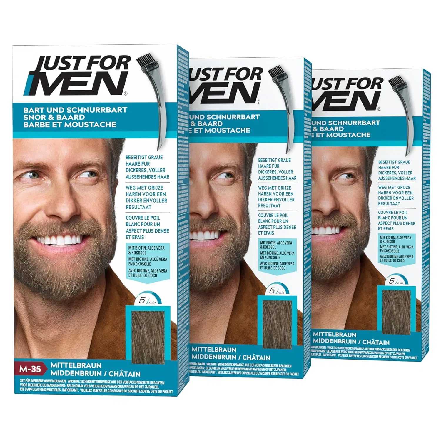 Краска для бороды и усов «Beard and Moustache» M35 Medium Brown от Just For Men Just For Men, Mid-Brown