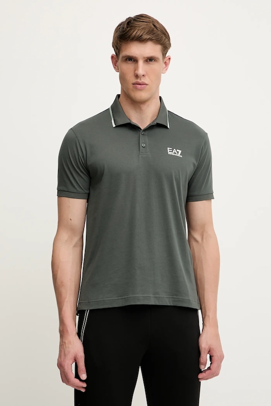 

Хлопковая поло Ea7 Emporio Armani, зеленый