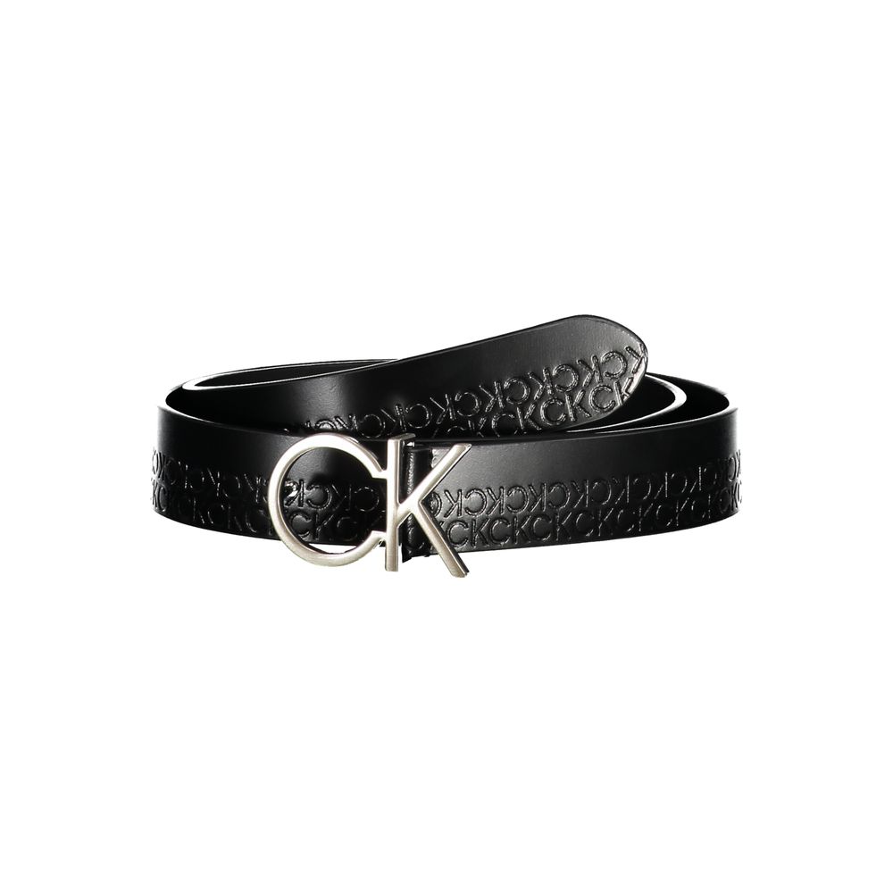 

Элегантный черный кожаный ремень с металлической пряжкой Calvin Klein
