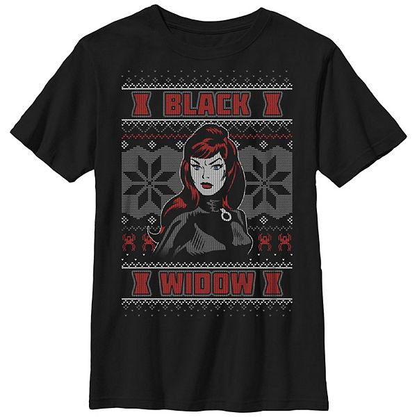 

Футболка с принтом Boys 8-20 husky black widow ugly christmas sweater Marvel