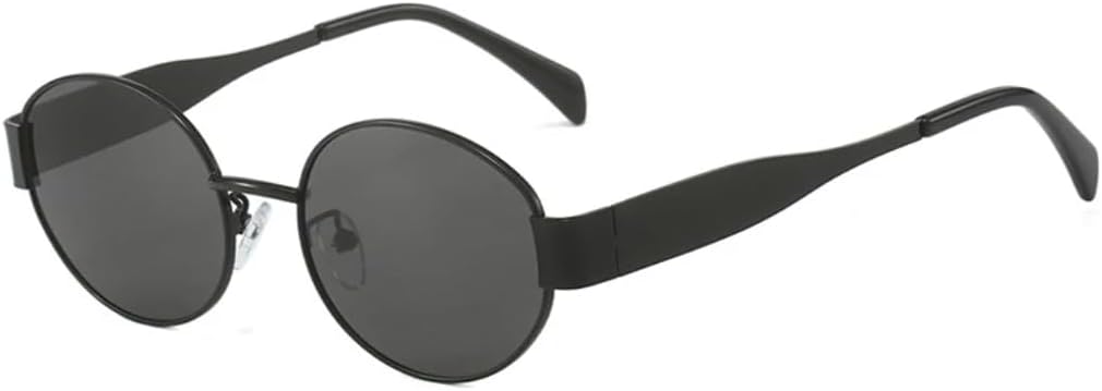 

Овальные солнцезащитные очки для женщин, модные, в металлической оправе, с защитой от УФ-излучения UV400, модные для мужчин, с градиентным переходом цвета UATXTAU, Black Gray