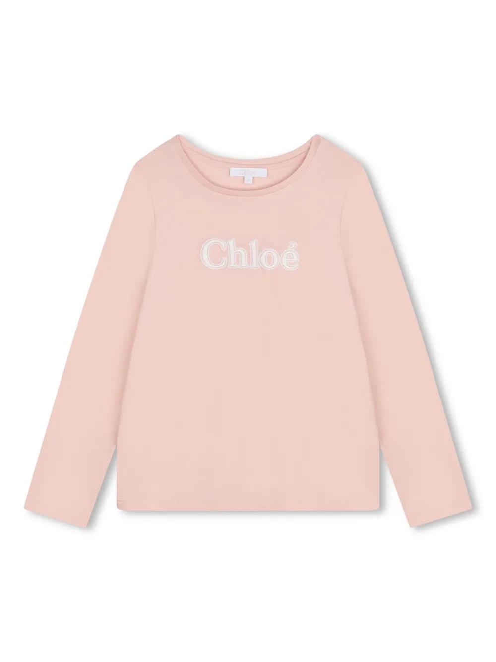 

Футболка с вышитым логотипом Chloé Kids, розовый