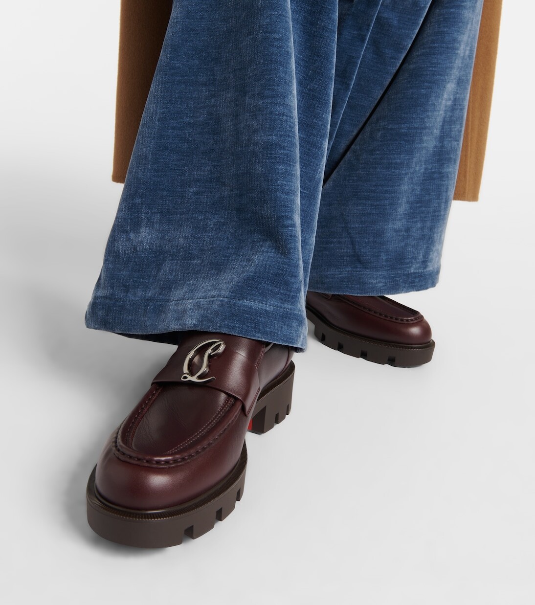 Кожаные лоферы cl moc lug Christian Louboutin, бургундия — фото 4