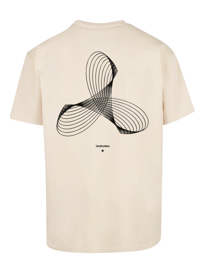 

Футболка большого размера с геометрическим рисунком песочного цвета F4NT4STIC, Бежевый, Футболка большого размера с геометрическим рисунком песочного цвета F4NT4STIC