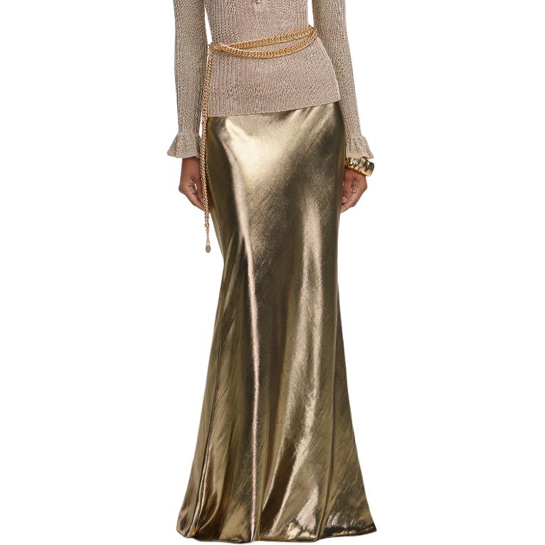 

Женская повседневная длинная юбка Self portrait Self-portrait, золото