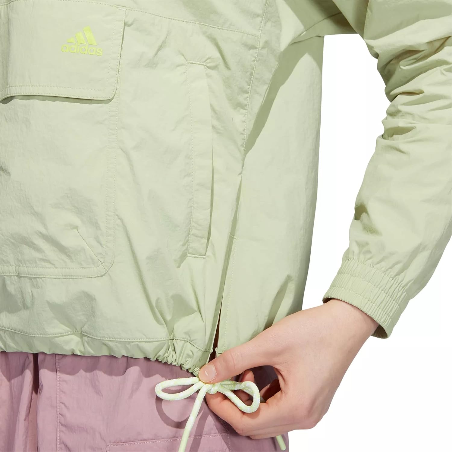 Женская куртка-анорак Adidas Magic Lime с карманом, светло-зеленый — фото 3