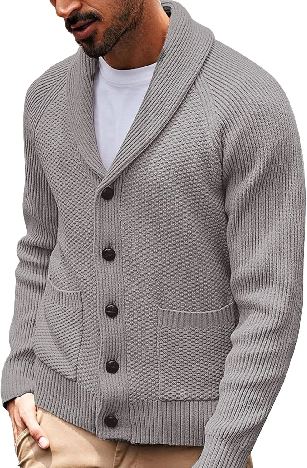 

Мужской кардиган Maiyifu-GJ с воротником-шалью, легкий, на пуговицах