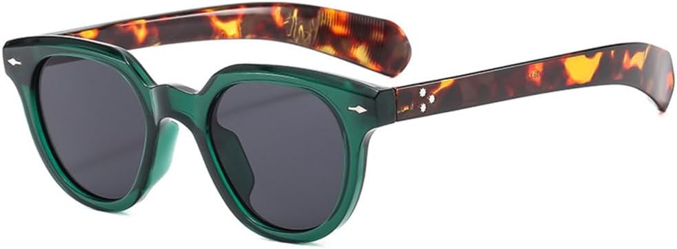 

Ретро круглые солнцезащитные очки для женщин и мужчин, модные, с красочной оправой и заклепками, винтажные солнцезащитные очки с защитой от УФ-излучения UV400 generic, Green Demi Grey