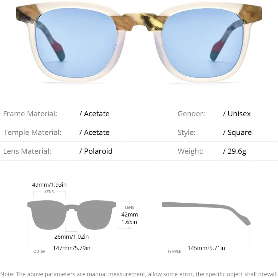 

Солнцезащитные очки HEPIDEM матовые ацетатные, винтажные, ретро, ​​квадратные, поляризованные, для мужчин, с защитой от УФ-излучения UV400, 9629t Blue Grey