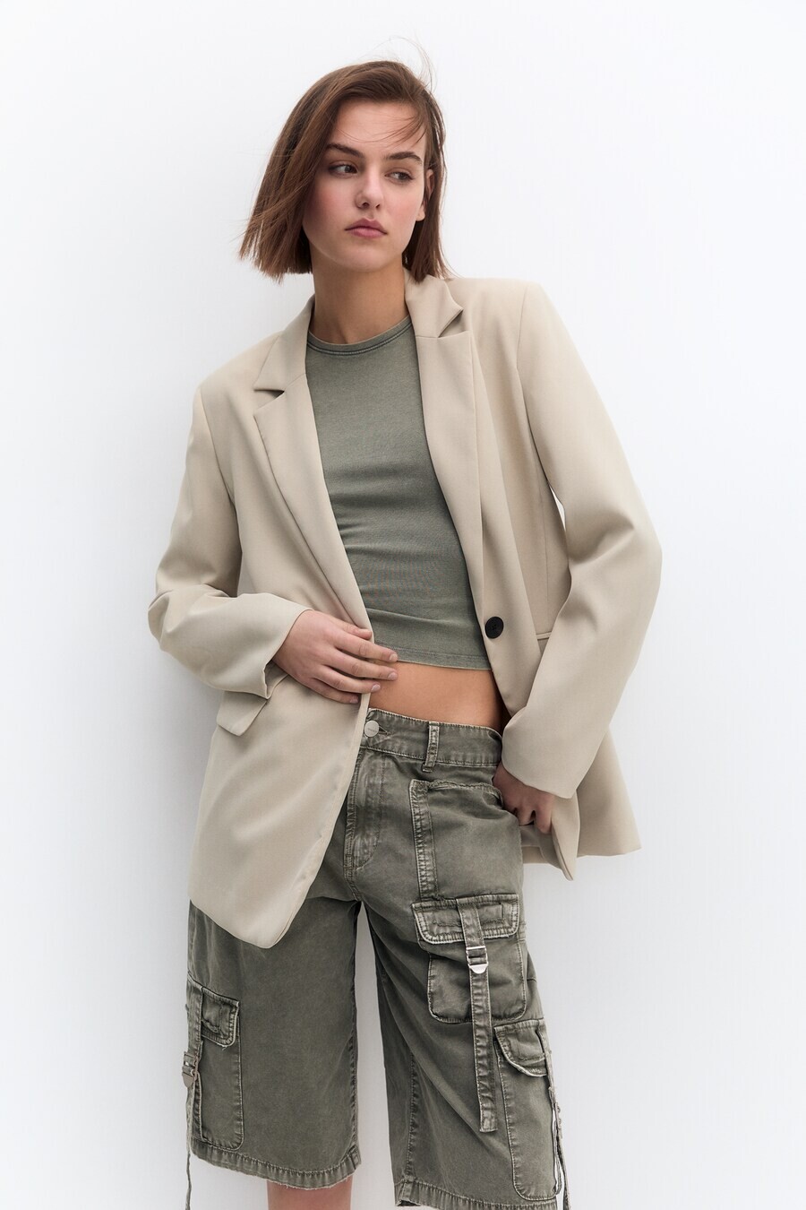 

Блейзер Pull&Bear, светло-серый