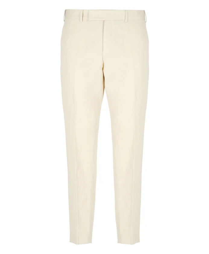 

Брюки из хлопка и льна цвета слоновой кости с карманами. Pt Torino, бежевый