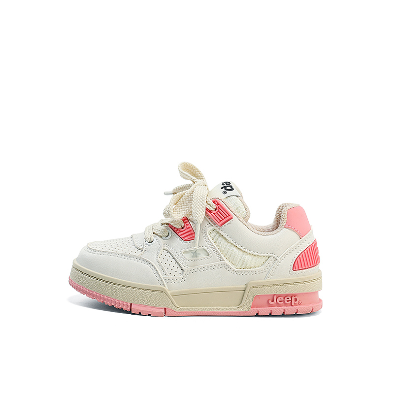 

Низкие детские скейтбординговые кроссовки Pink White Kids' Jeep, Snowflake Pink/Ivory White