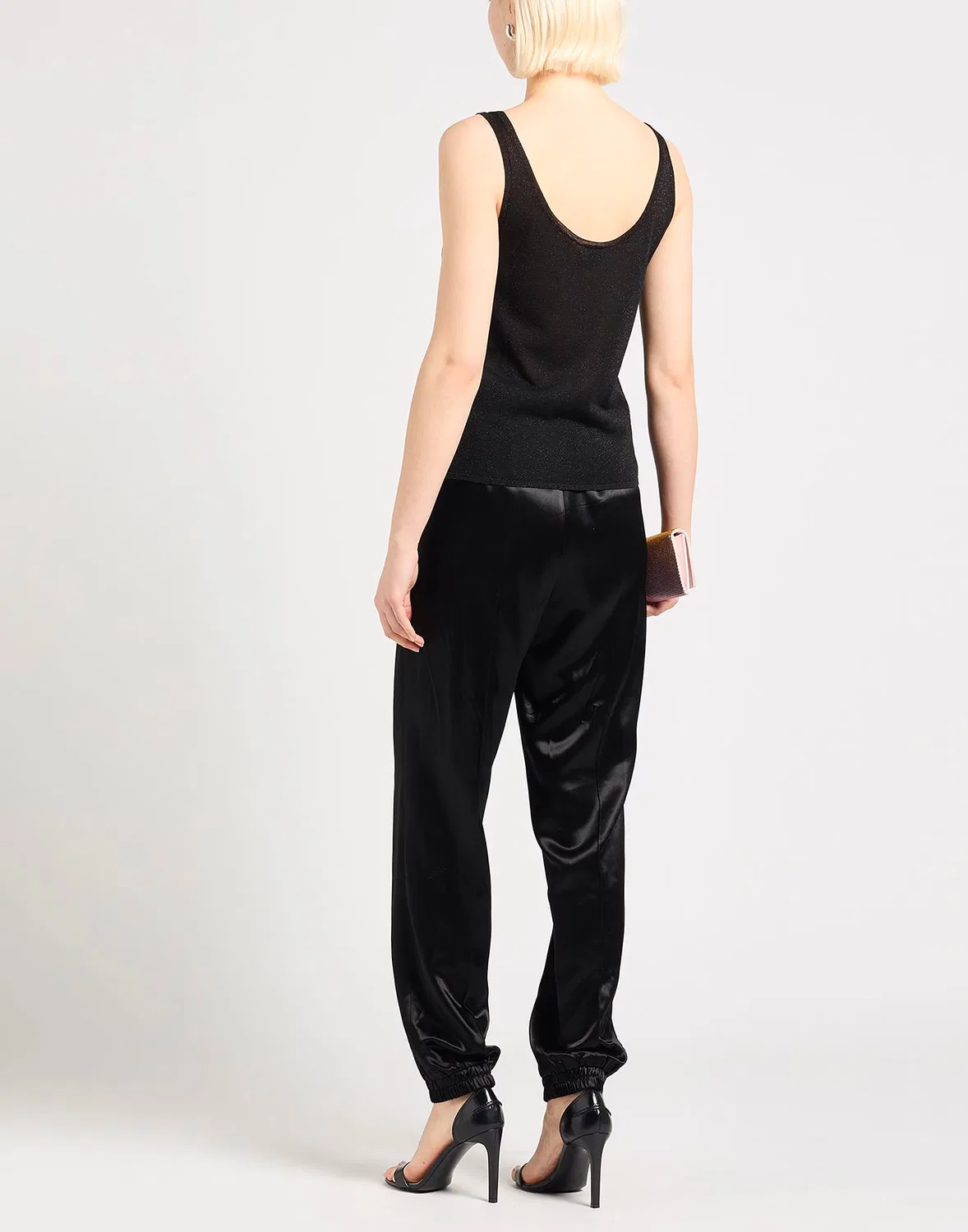 Топ металлизированный вязаный Saint Laurent черный — фото 3