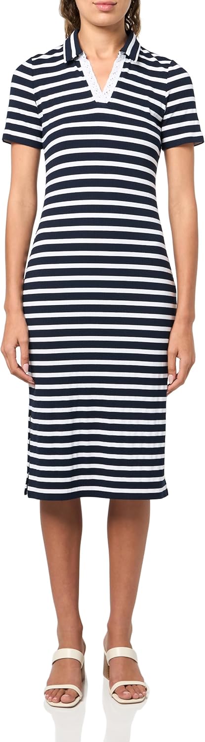 

Женское платье Tommy Hilfiger с короткими рукавами и полосатым воротником Johnny Collar, Sky Captain/ Bright White