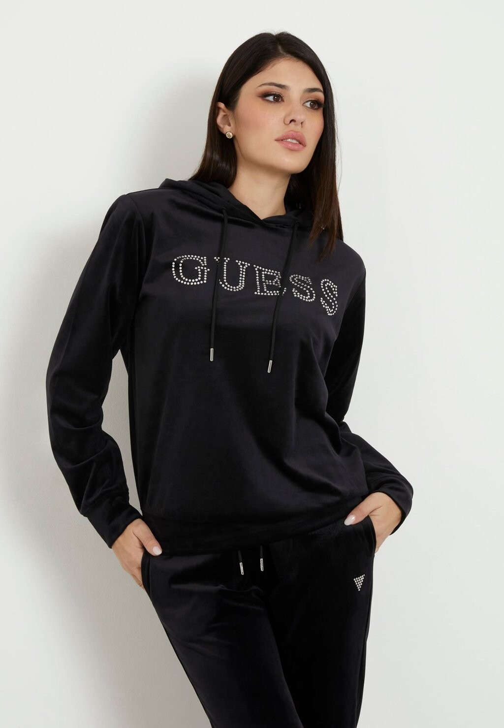 

Толстовка FRONTLOGO STRASS Guess, цвет schwarz