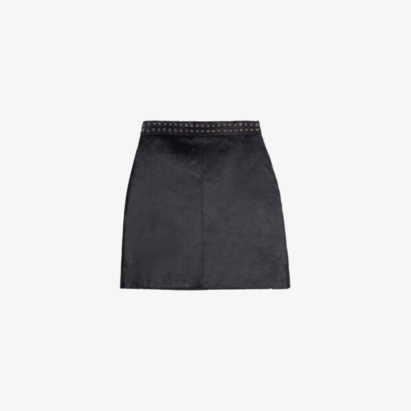 

Мини-Юбка из текстурированной кожи с заклепками The Kooples, черный
