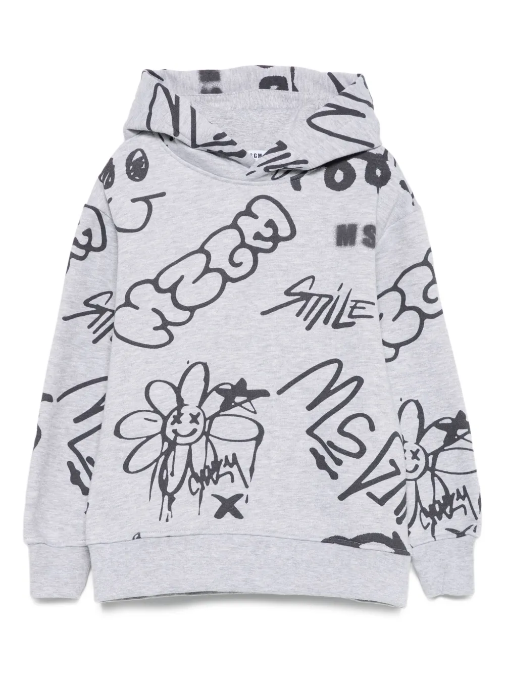 

Топ с капюшоном и принтом граффити MSGM Kids, серый