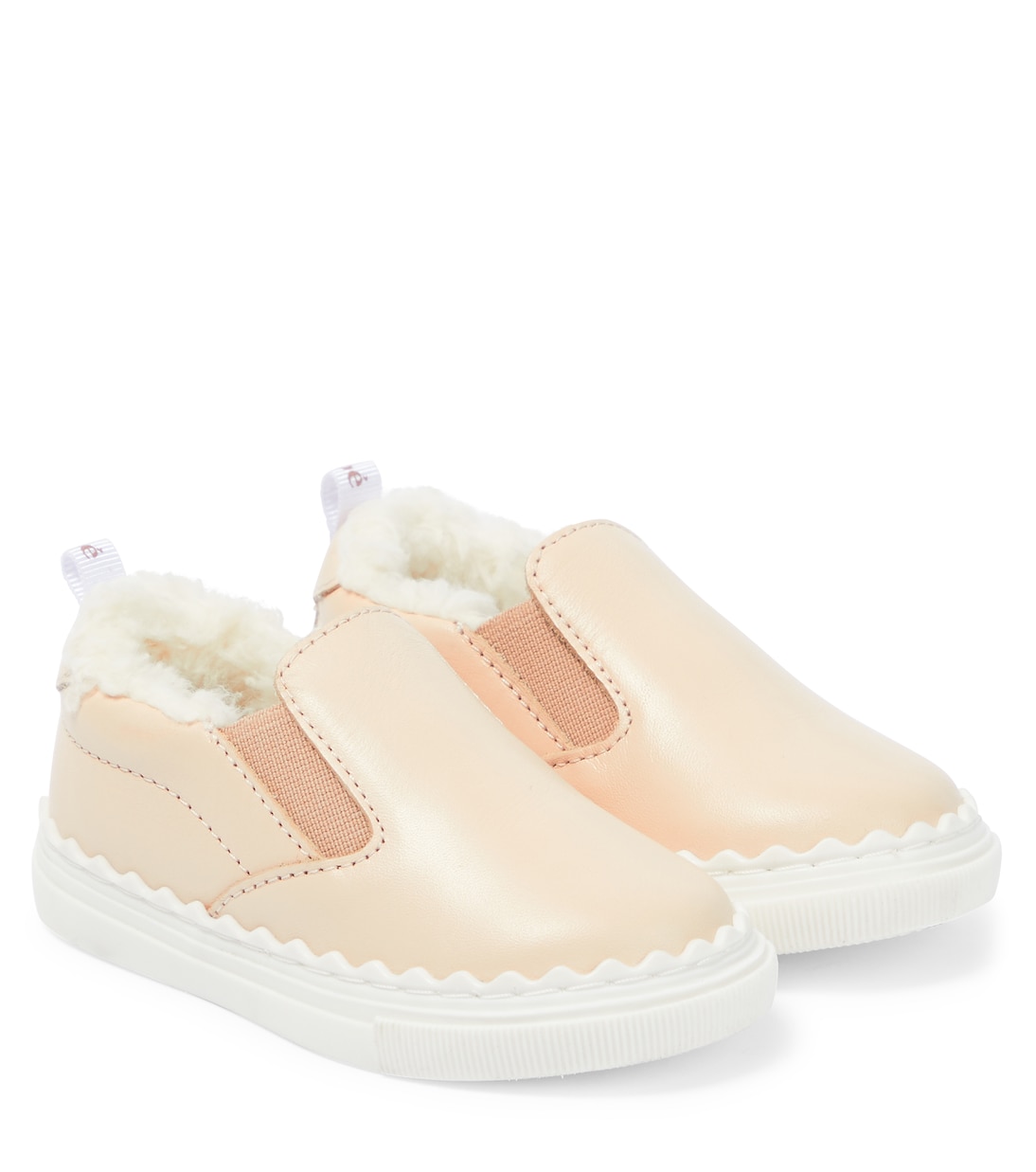 

Детские кроссовки из искусственной овчины и кожи Chloé Kids, Pink Washed Pink
