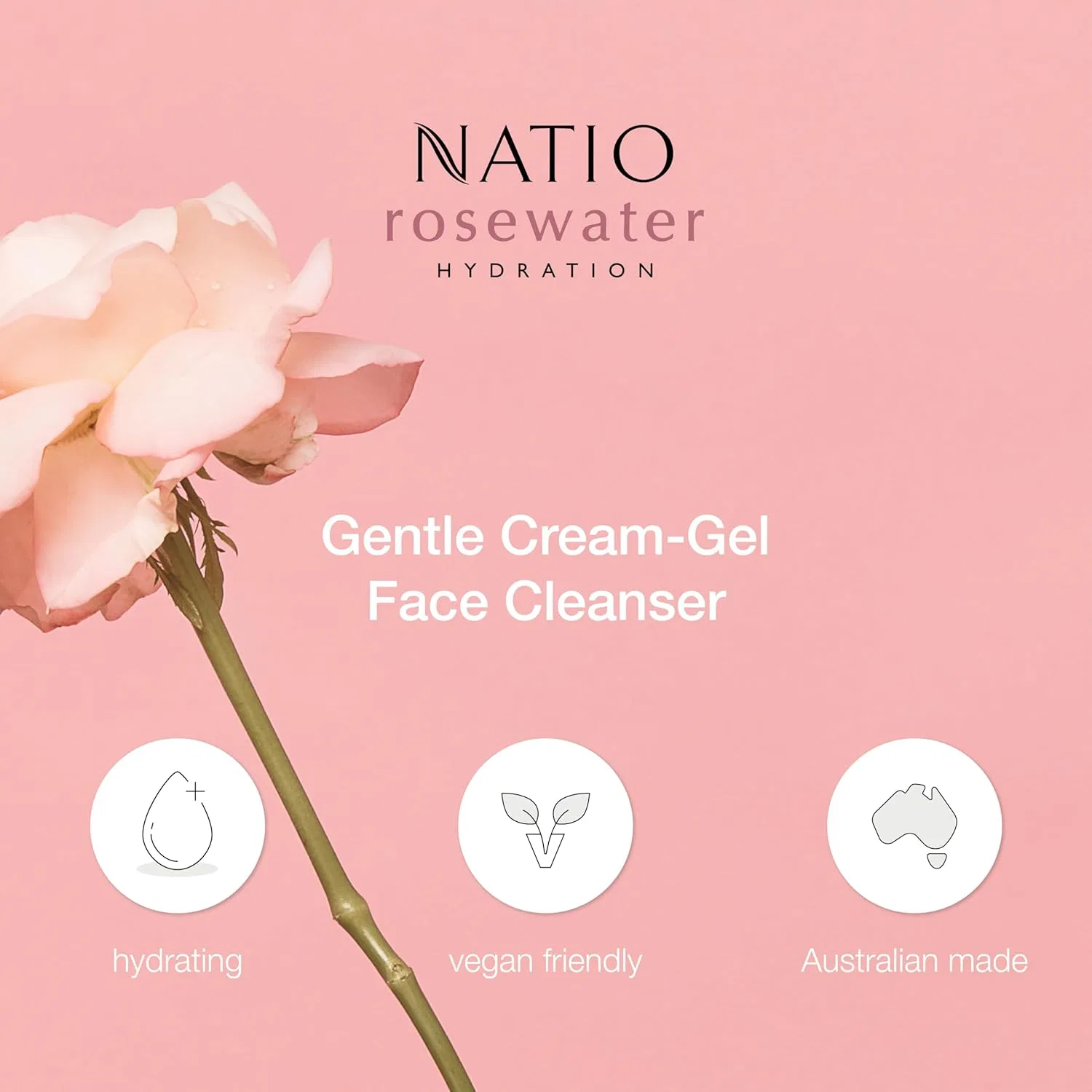 Крем для лица Natio — Дневной -гель для лица Rosewater Gentle Cream Gel Facial Cleanser, 100 мл — фото 4