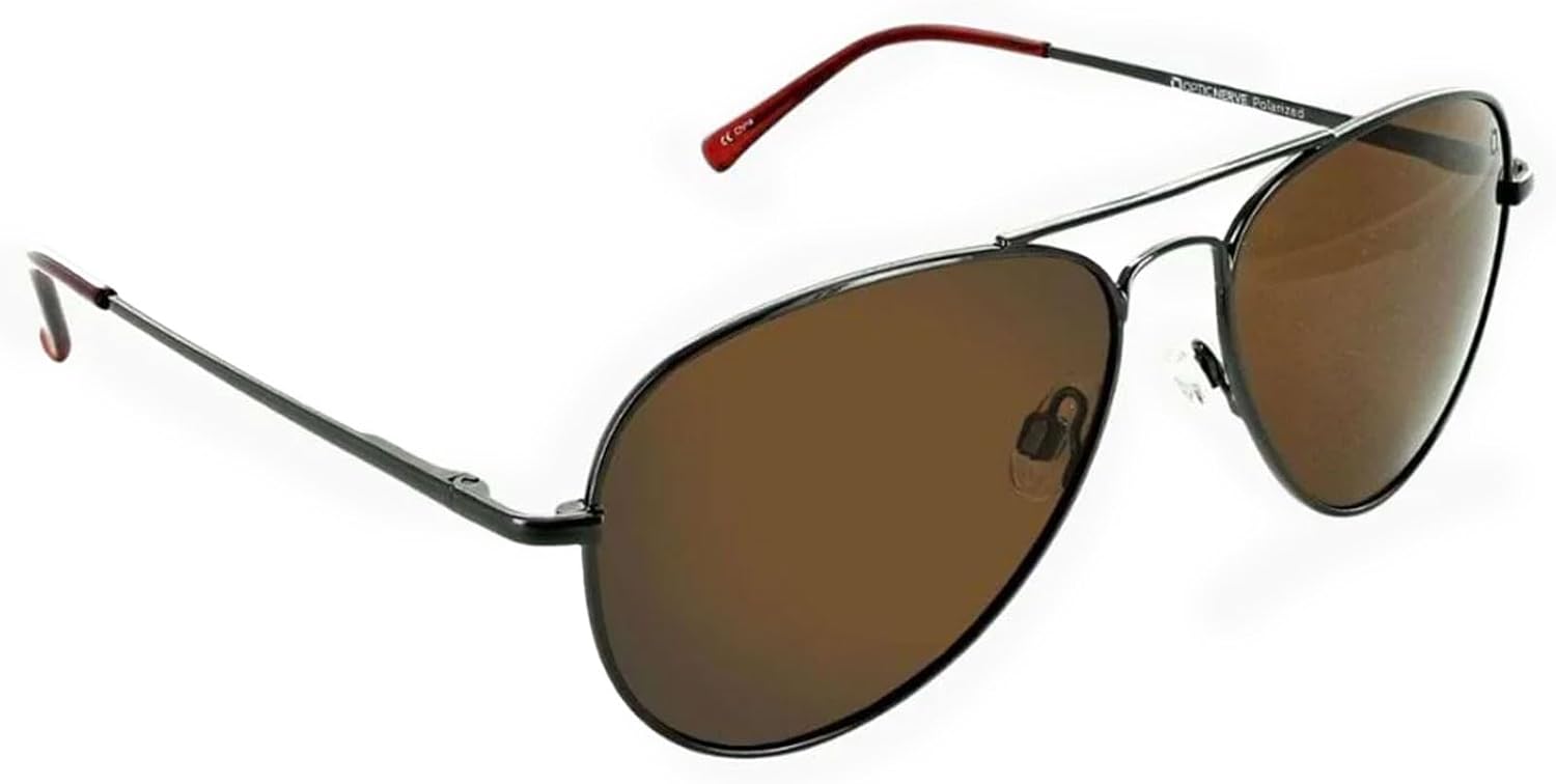 

Поляризованные солнцезащитные очки-авиаторы Optic Nerve Estrada – легкая классическая оправа, защита от УФ-излучения, антибликовое покрытие – унисекс, Shiny Gunmetal - Brown Lens