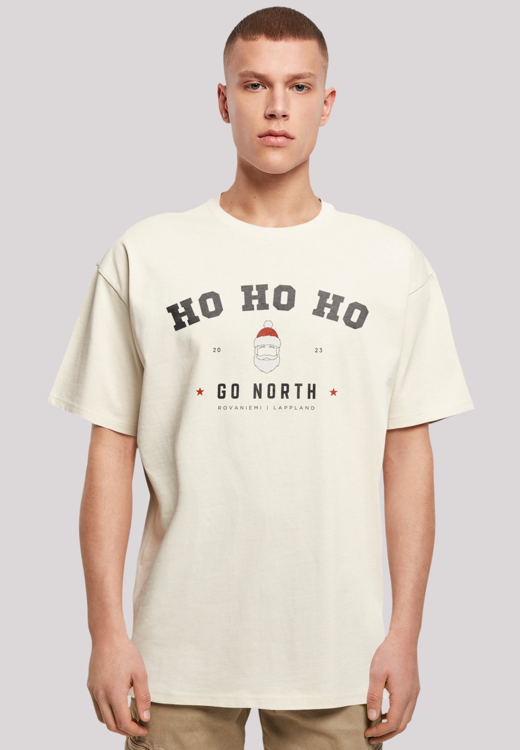 

Футболка с принтом HO HO HO SANTA CLAUS WEIHNACHTEN F4NT4STIC, бежевый