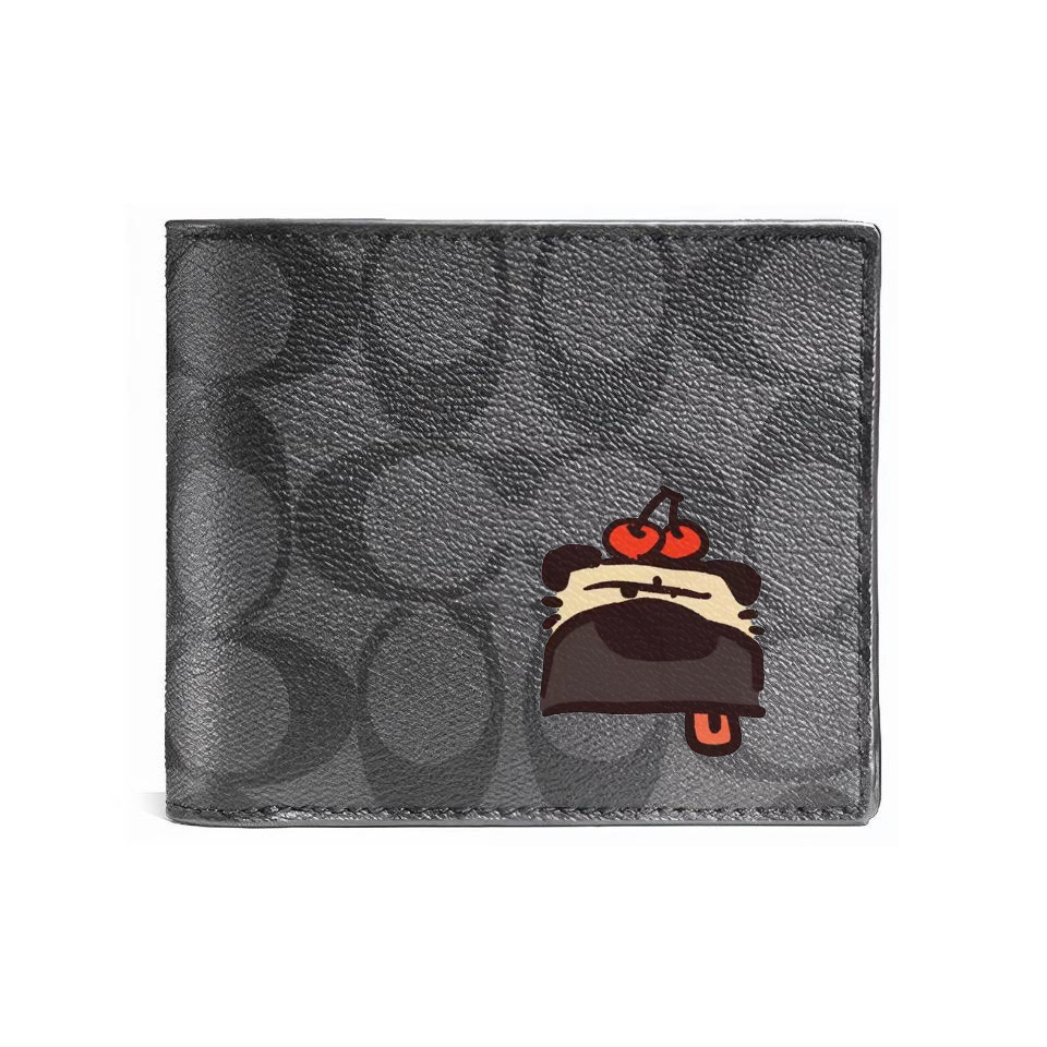 

COACH Кожаный кошелек 3 в 1 для мужчин черный, Cherry Puppy
