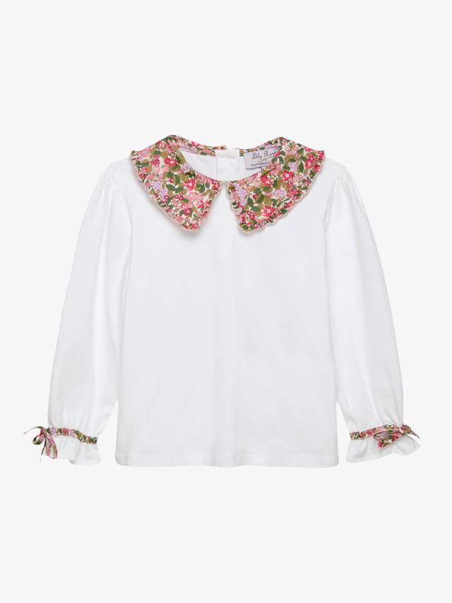 

Детская блузка с воротником из хлопка Liberty Ramble Trotters, Red Hedgerow