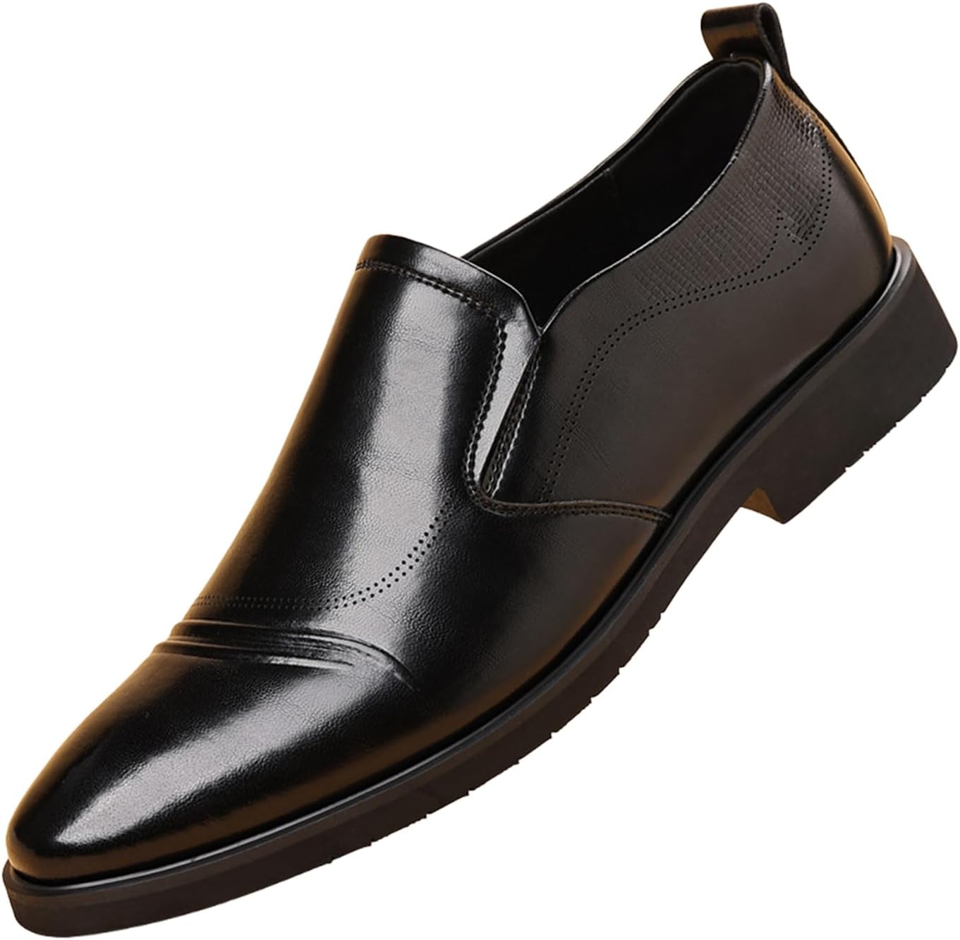 

Мужские кожаные туфли с отделкой на носке NXNBHSL, лоферы с удобным легким массивным каблуком, без шнурков, формальные туфли Penny для повседневного и делового стиля, черный