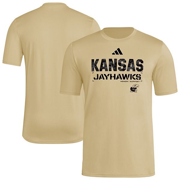 

Мужская футболка aeroready natural kansas jayhawks 2025 military appreciation pre-game Adidas