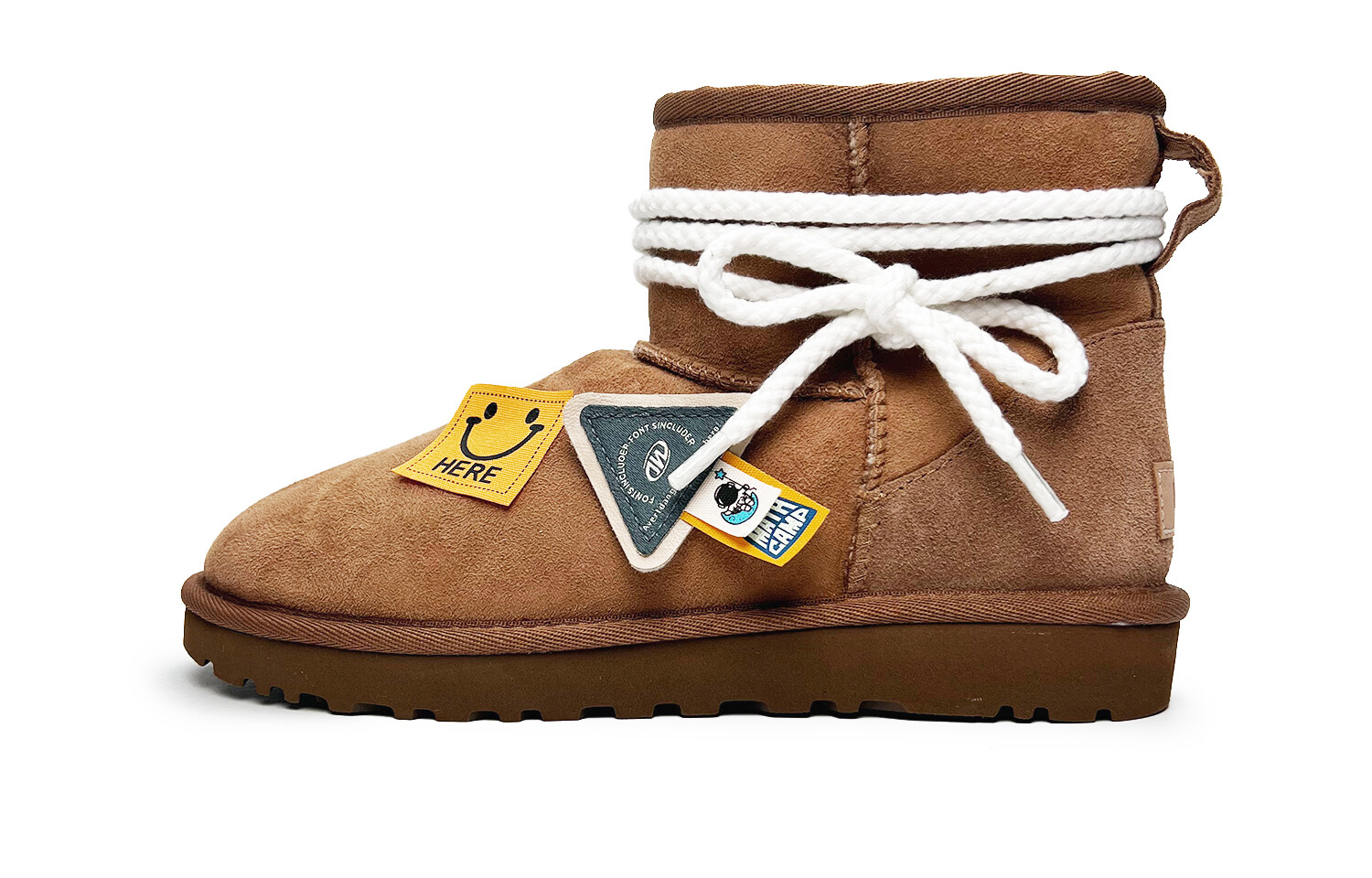 Ботинки зимние женские UGG Classic Mini, коричневый / белый