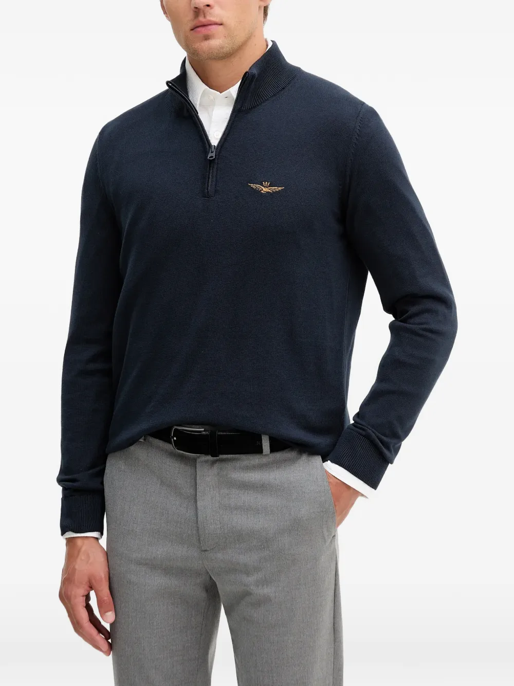 

Свитер с воротником на молнии Aeronautica Militare, синий