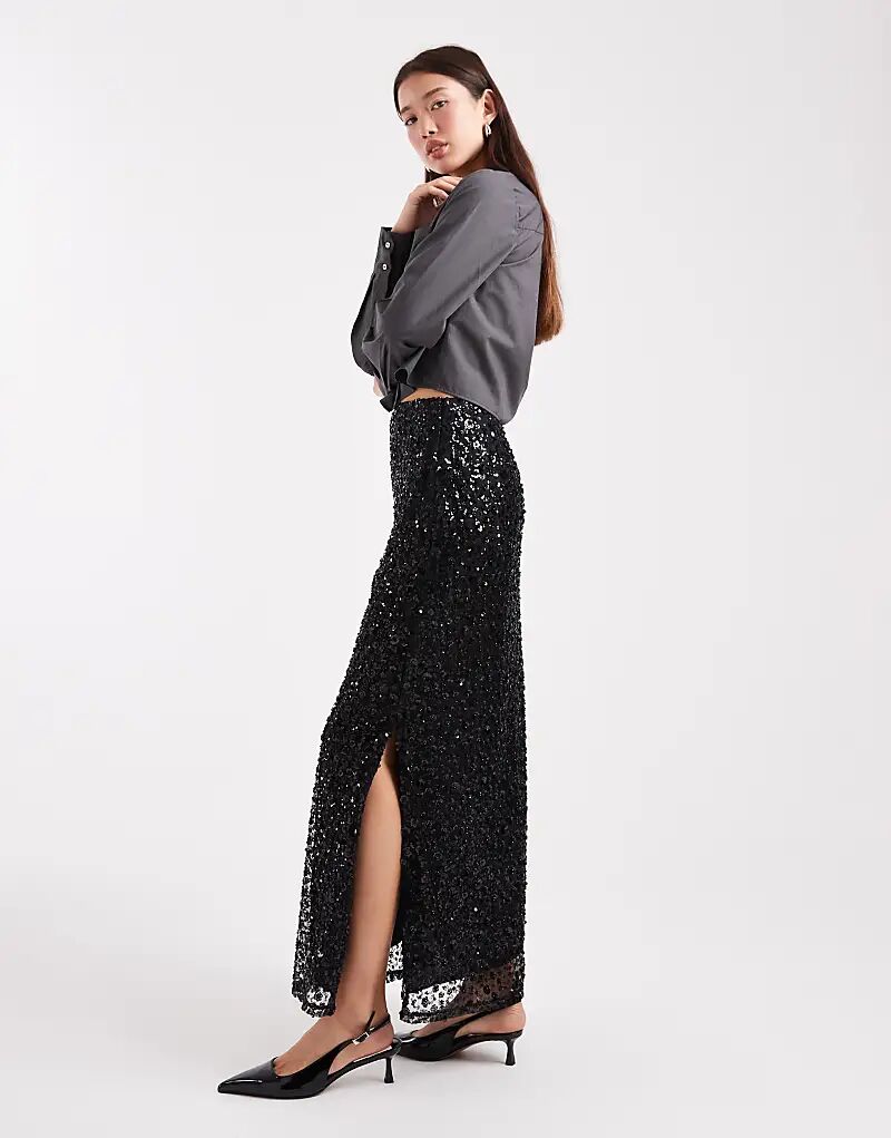

Юбка макси с пайетками Miss Selfridge черного цвета