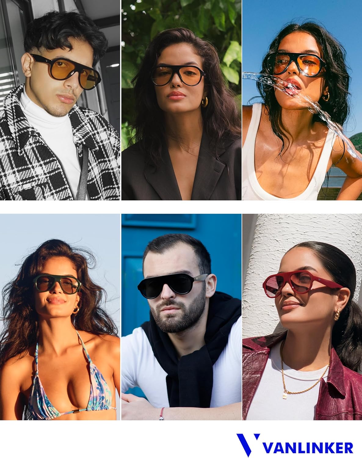 

Солнцезащитные очки-авиаторы VANLINKER в стиле ретро для мужчин и женщин, модные, в винтажном стиле 70-х, с пластиковой оправой, модель VL9750, C19 -Polarized Purple Lens/ Black Frame