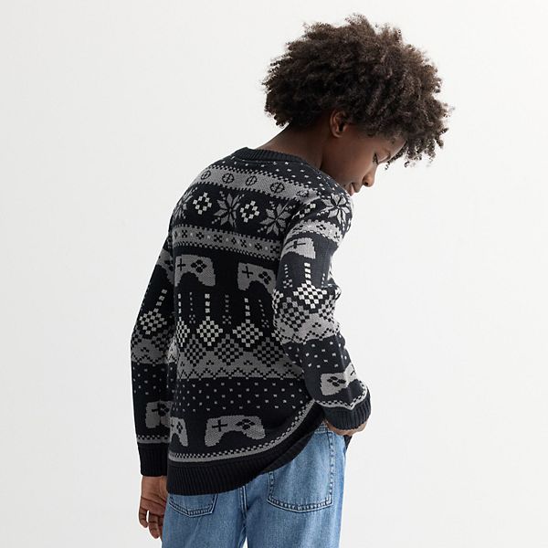 Детский свитер с круглым вырезом Sonoma Goods For Life, Black Gamer Fairisle — фото 2