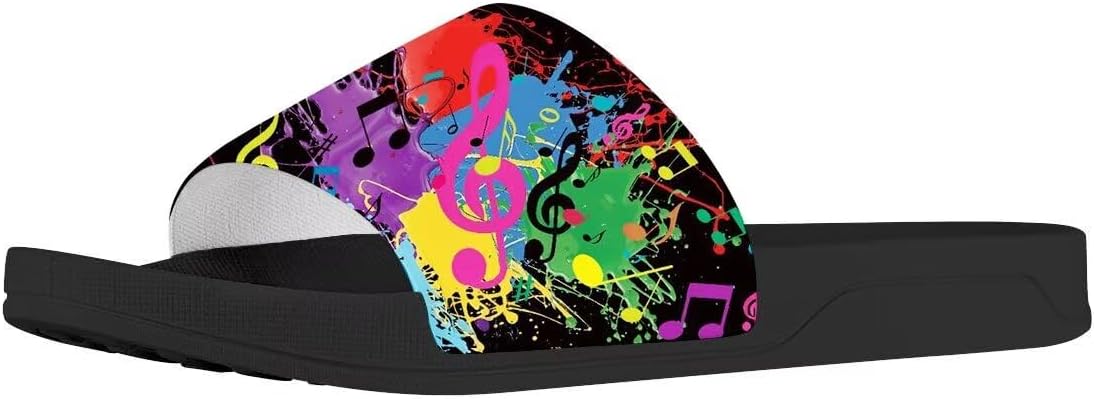 

Женские сандалии Forchrinse Red Mushroom слайд с открытым носком, повседневные, для душа, пляжа и спорта, Splatter Tie Dye Music Note