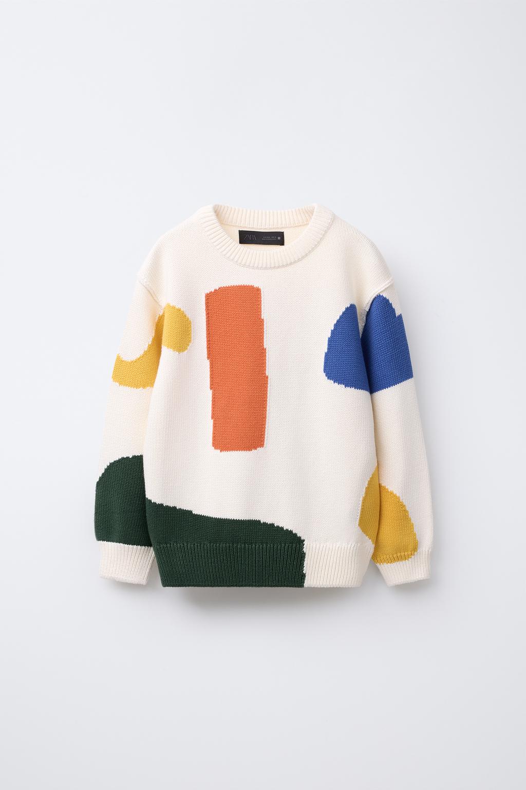 

Вязаный свитер в цвет блока ZARA, экрю