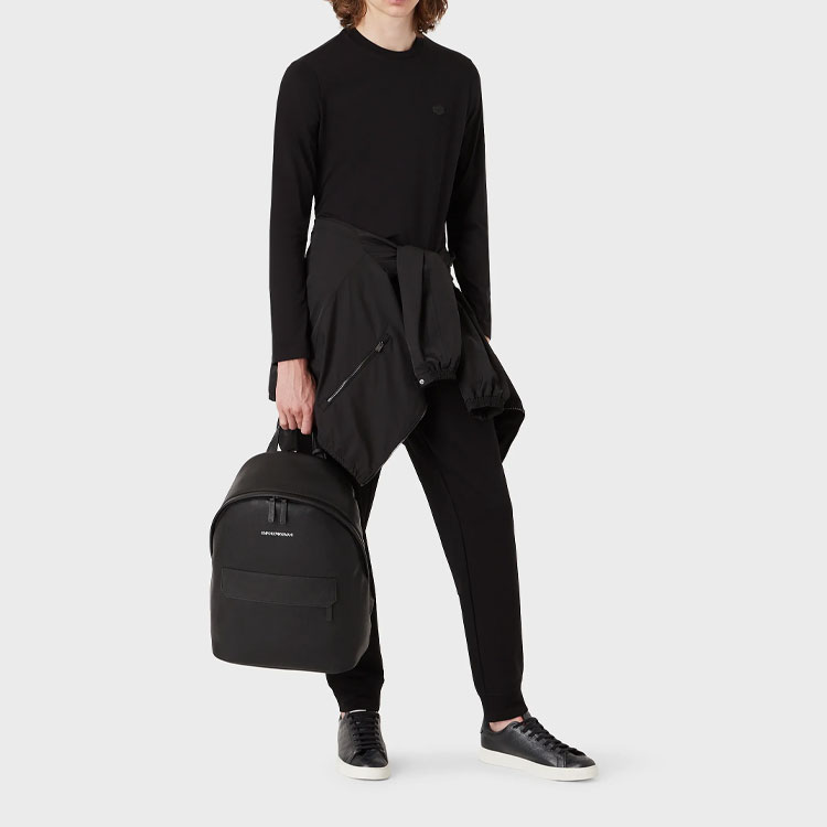 Футболка с длинным рукавом и логотипом EMPORIO ARMANI, черный — фото 3