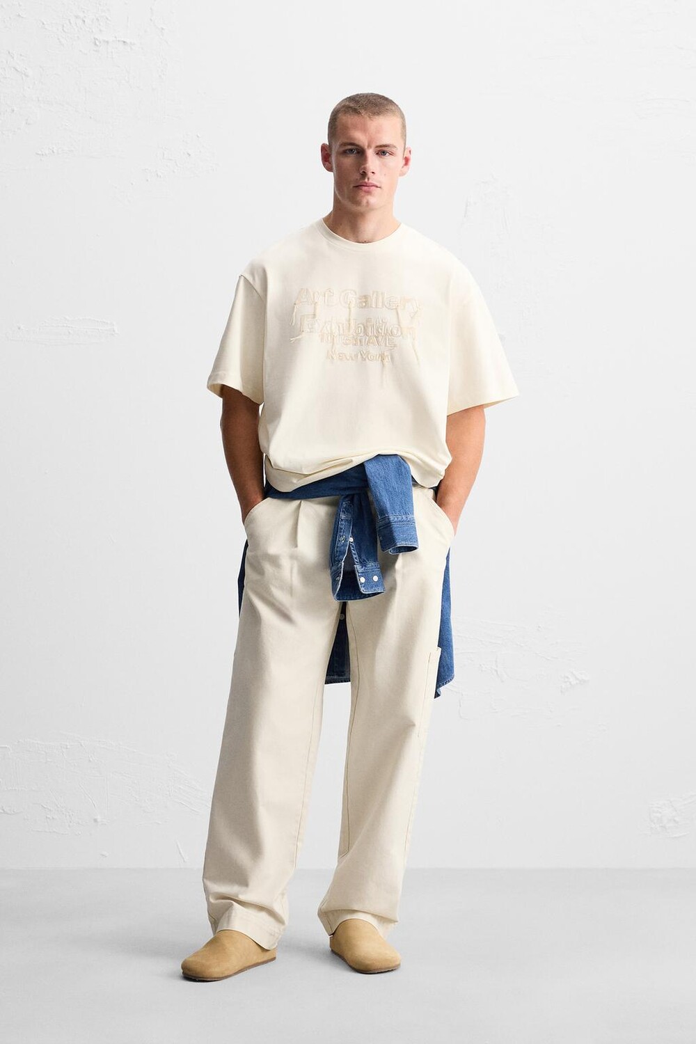 

Футболка ZARA, устрично-белый