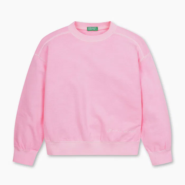 Детский розовый свитшот с пигментным окрашиванием от Benetton Kids