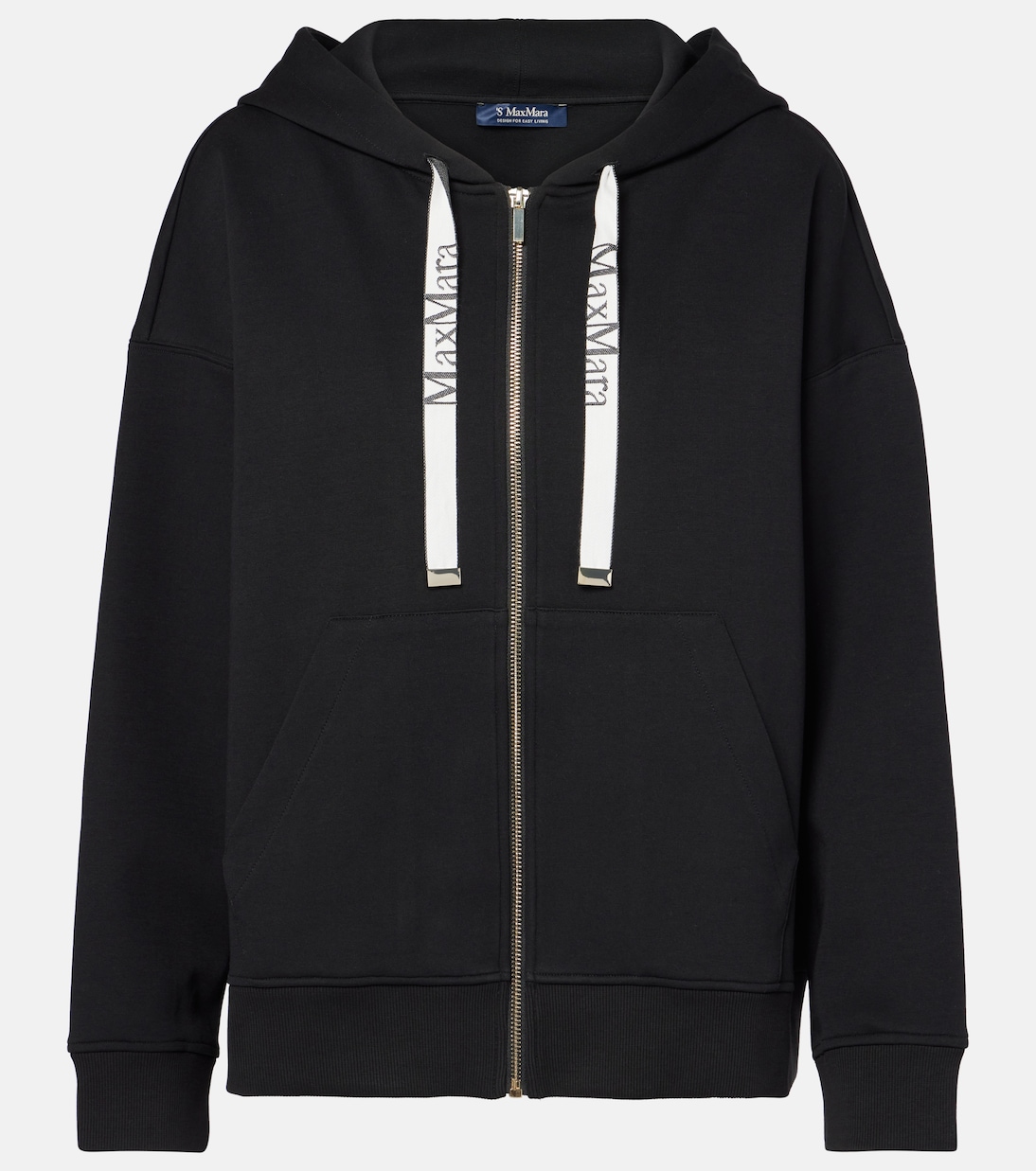 

Худи из хлопкового джерси с добавлением синтетики S Max Mara, черный