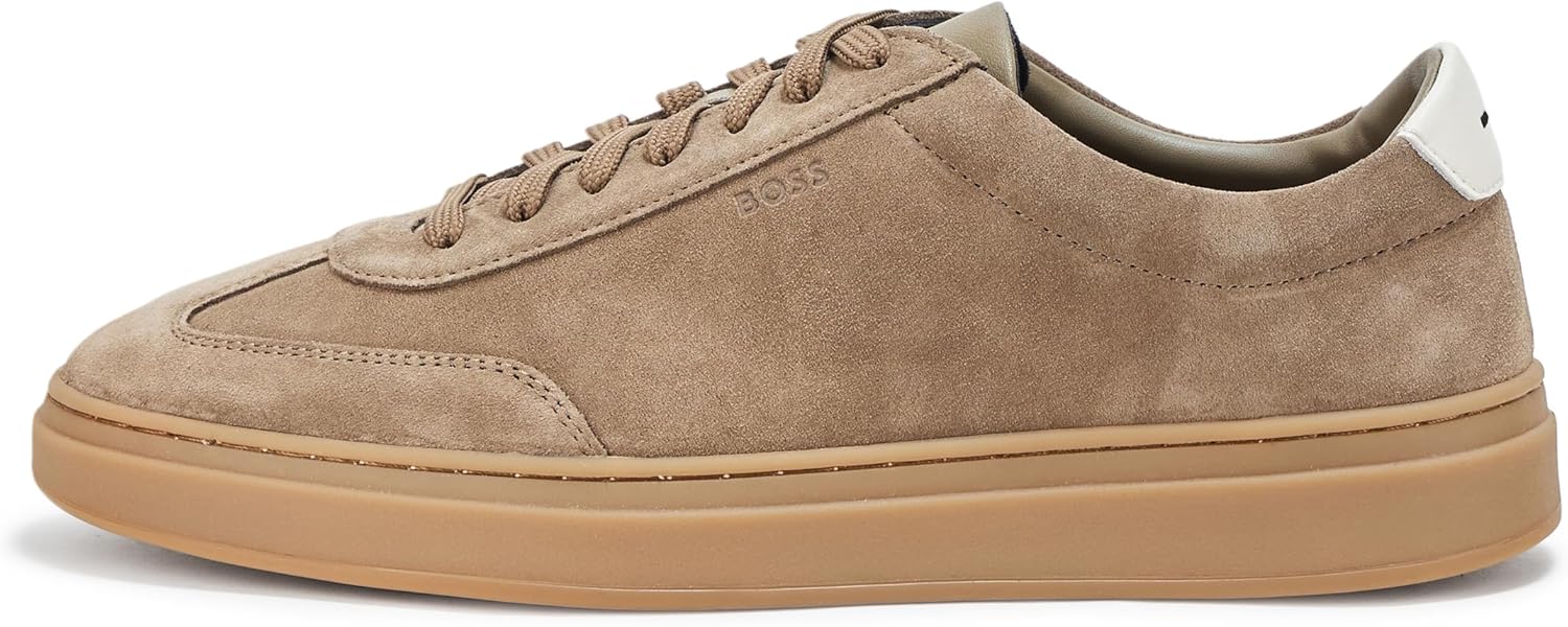 BOSS мужские кроссовки Kieran Cupsole Suede, Truffle — фото 2