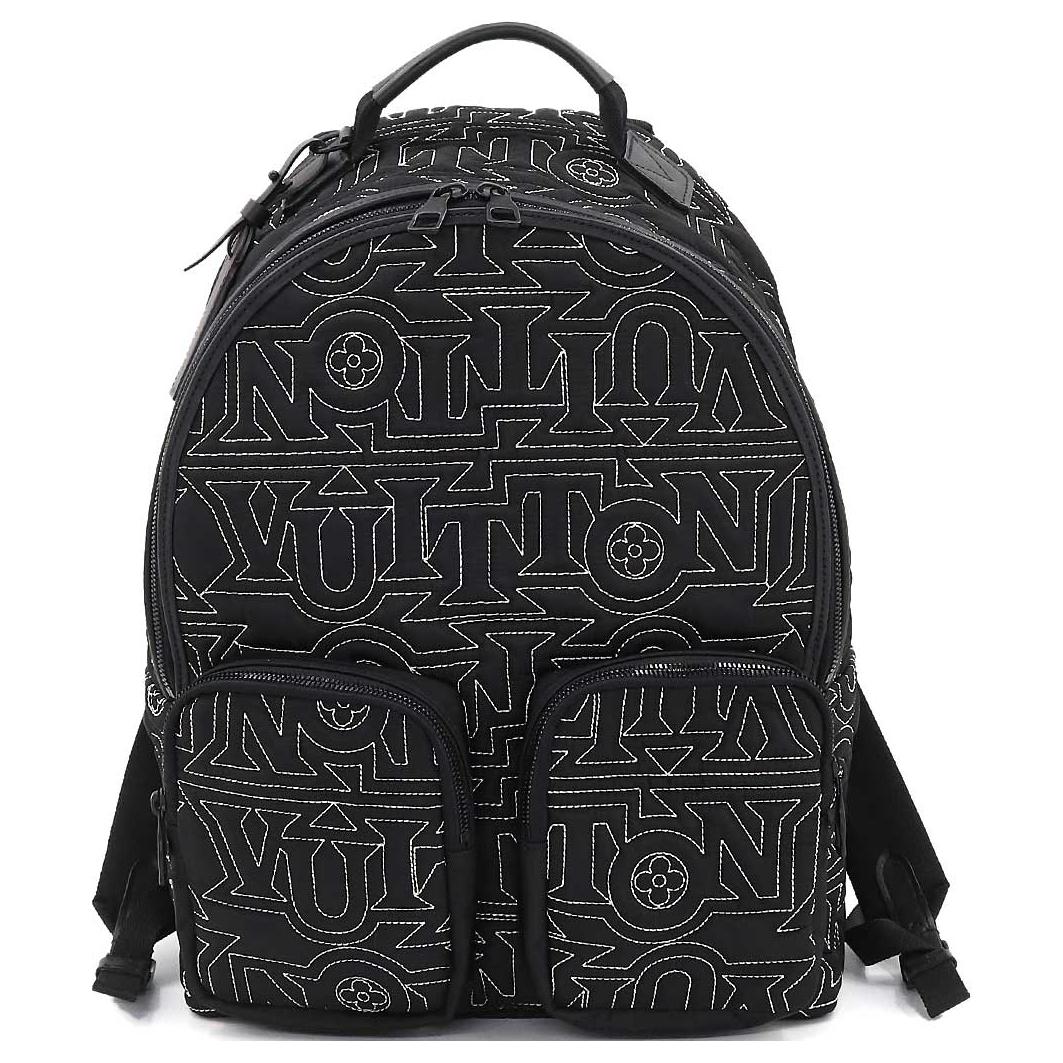 

LOUIS VUITTON Рюкзак мужской с кожаной отделкой, черный