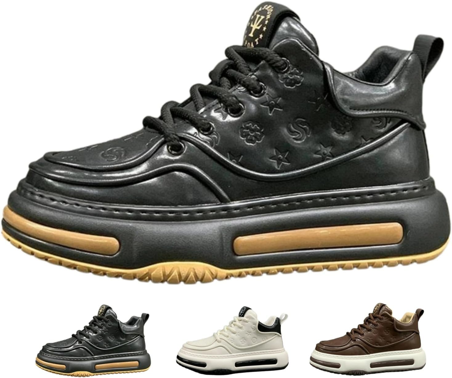 

Модные элегантные кроссовки на платформе MACEFIL для мужчин, комфортные, прочные, для повседневной носки, работы в офисе и тренировок, черный