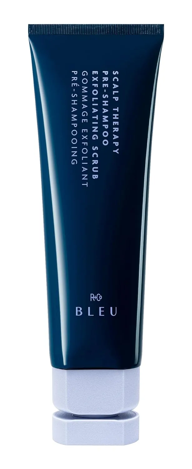 R+Co Bleu Scalp Therapy Pre-Shampoo Exfoliating Scrub - глубоко очищающий скраб для кожи головы с натуральными сахарными кристаллами и AHA для здорового роста волос, 119 г