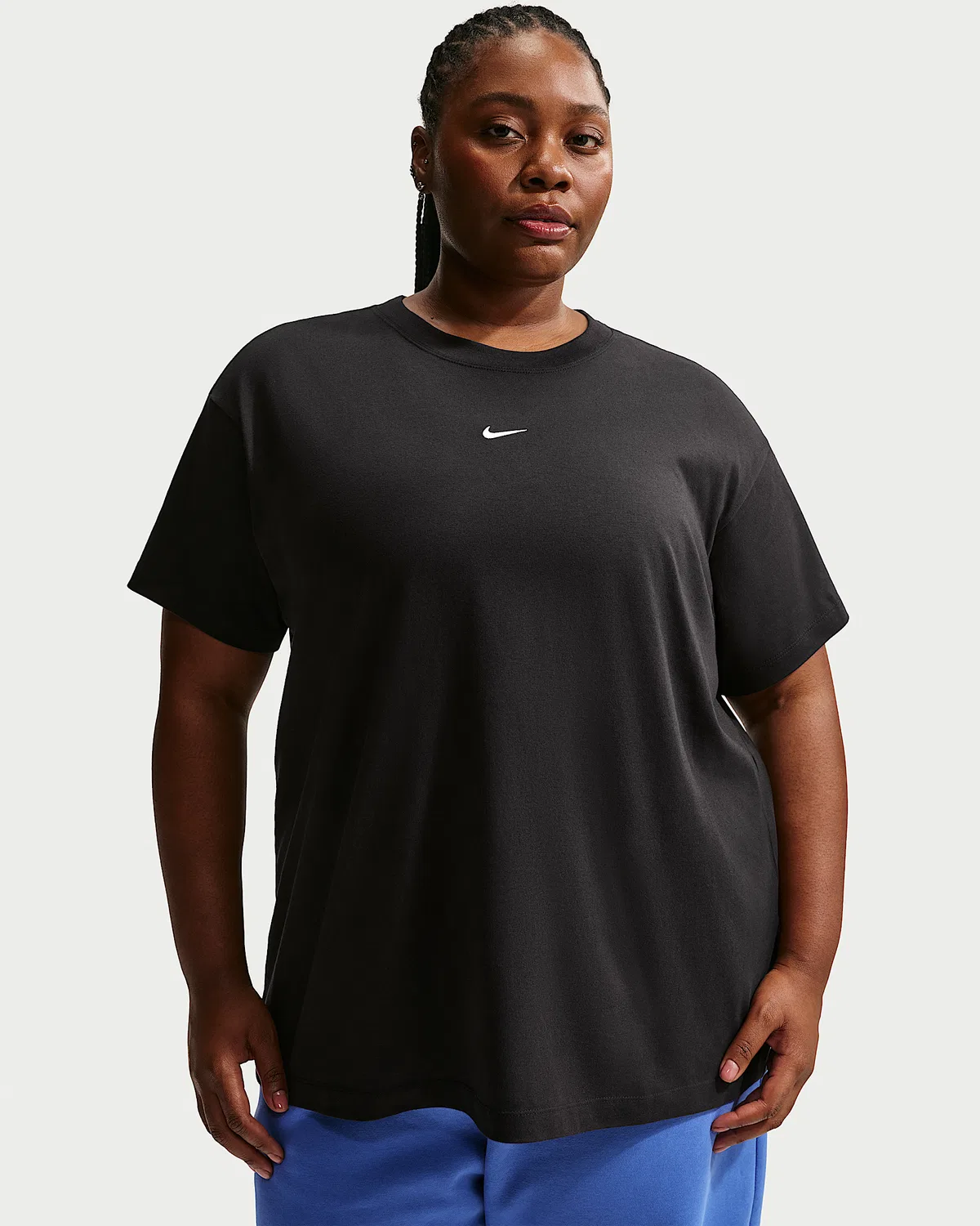 Женская оверсайз футболка с коротким рукавом (плюс сайз) Nike Sportswear Classic, Black/White
